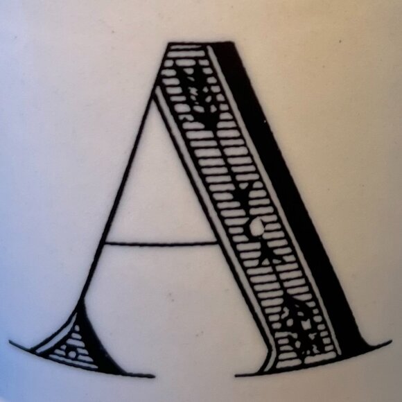 Anthropologie Letter A Monogram Initial Shaving Style Pedestal Base Mug Cup - Picture 2 of 13